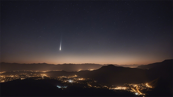 ستاره دنباله دار در آسمان شب