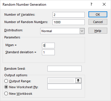 random number generation dialog box