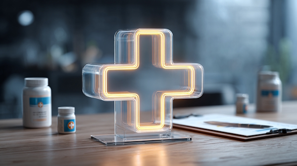 علامت به اضافه درخشان روی میز یک داروساز - رشته داروسازی چیست