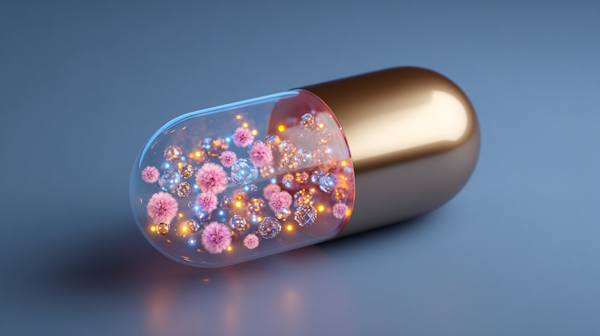 کپسول قرص که محتوای نیمی از آن پیداست