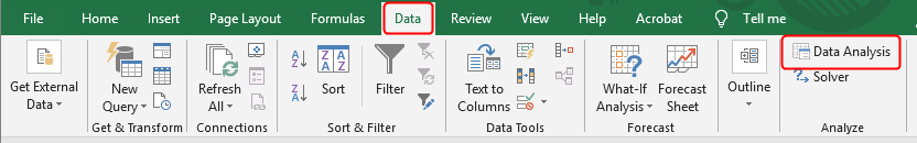 Excel data analysis toolpak