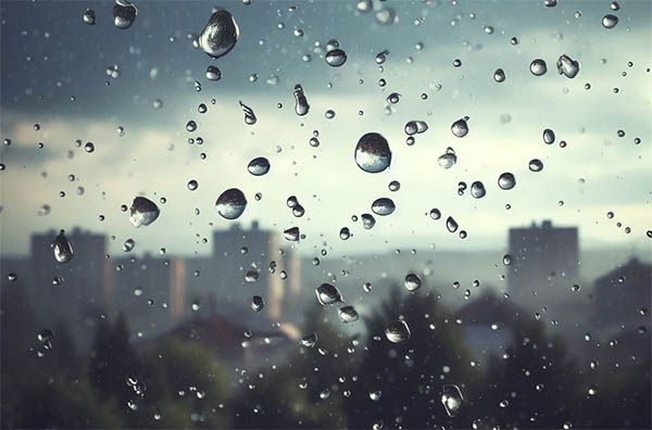 قطره های باران روی پنجره