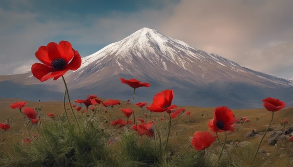 کوه دماوند و گل شقایق