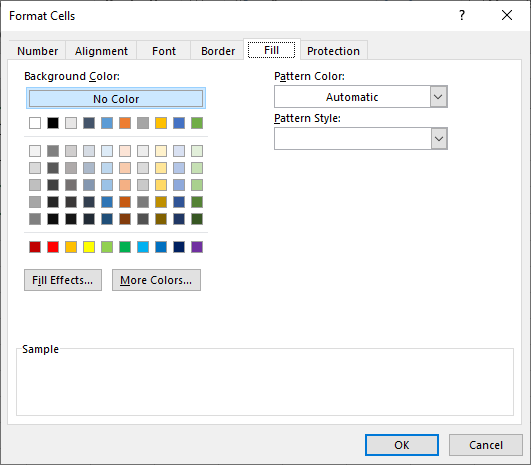 format cells fill dialogbox