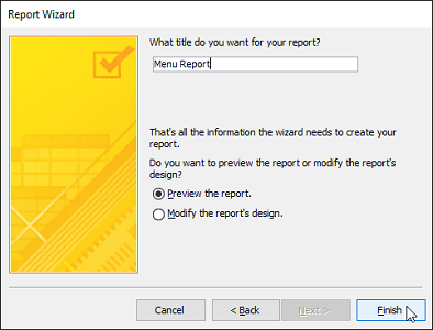 advanced report wizard layout title