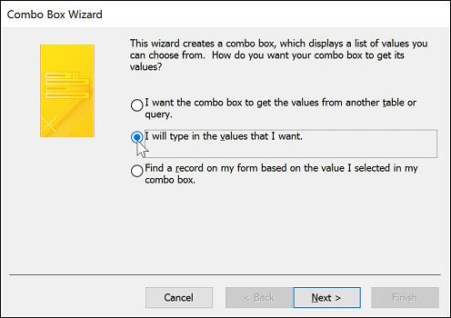 combobox wizard step1