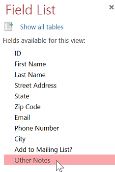 create form field list