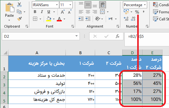 worksheet percentage format