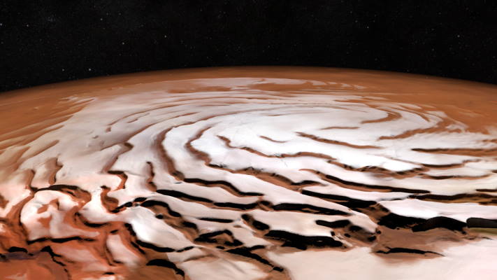 مارپیچ‌های چرخشی در قطب شمال مریخ