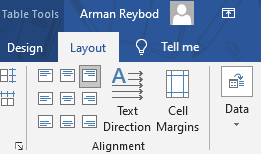 alignment in cells layout
