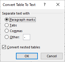 table to text