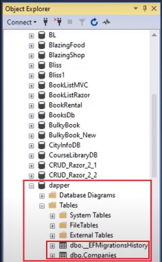 جدول ایجاد شده در پایگاه داده SQL‌ سرور در آموزش Dapper