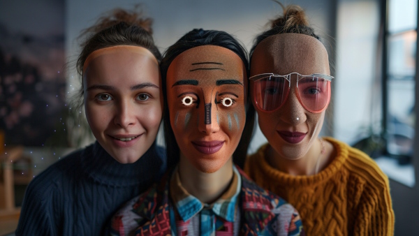 ۳ دختر که چهره خود را با ابزار تغییر چهره با هوش مصنوعی تغییر داده‌اند