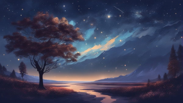 تصویر گرافیکی از آسمان شب و ستاره ها