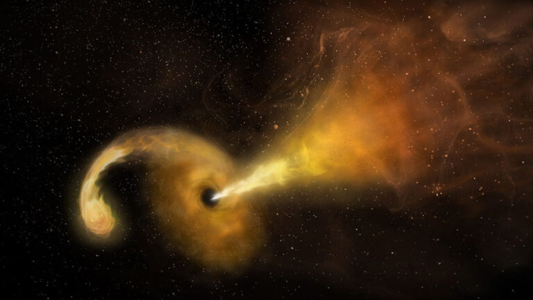متلاشی شدن یک ستاره توسط سیاه چاله — تصویر نجومی