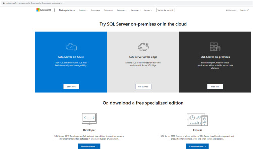 صفحه مربوط به دانلود SQL Server برای آموزش SQL Server Management Studio 