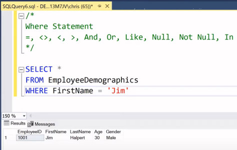 آموزش SQL Server Management Studio | گزاره WHERE در SSMS