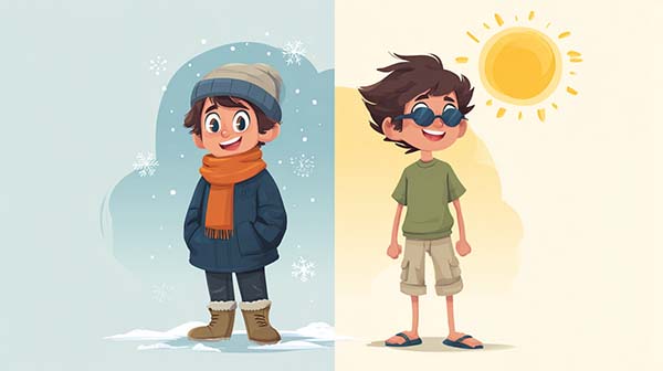 پسری در تابستان و زمستان