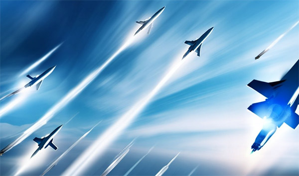 پرواز هواپیماهای سرعت بالا بر فراز آسمان