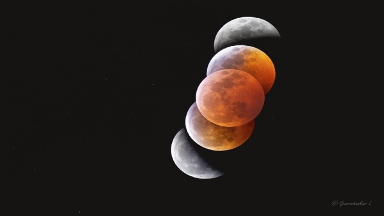 ظاهر ماه در یک خسوف کلی — تصویر نجومی