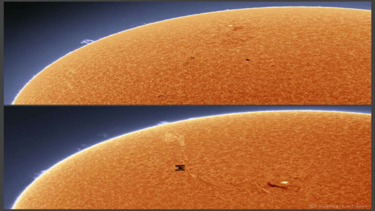 عبور ایستگاه های فضایی از مقابل خورشید — تصویر نجومی