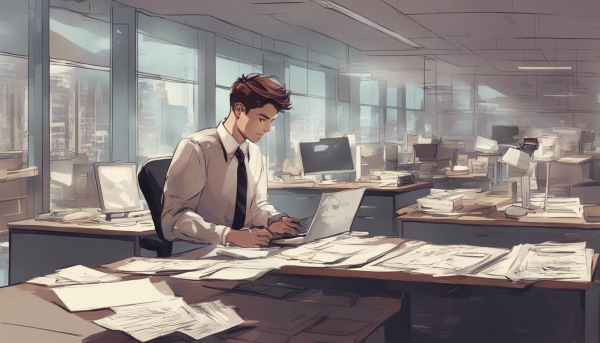 تصویر مردی در حال کار کردن در اداره