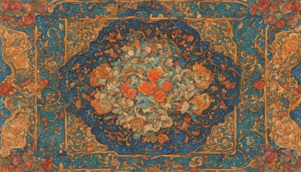 طرح گل های رنگارنگ فرش ایرانی