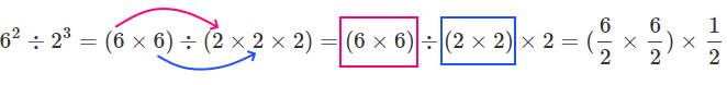 ساده کردن تقسیم اعداد توان دار
