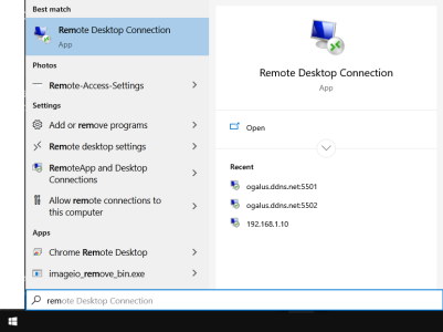 تصویر مربوط به نحوه باز کردن برنامه Remote Desktop Connection در ویندوز ۱۰ از طریق جستجو در منوی استارت در مطلب RDP چیست
