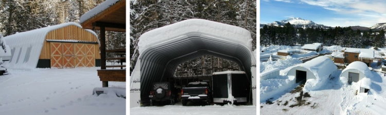 مثال‌هایی از بار برف بر روی بام های قوسی