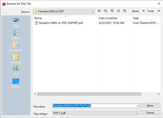 ذخیره‌سازی فایل اتوکد با فرمت پی دی اف توسط دستور PLOT