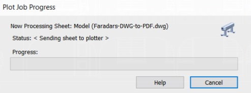 کادر پیشرفت عملیات تبدیل فایل DWG به PDF