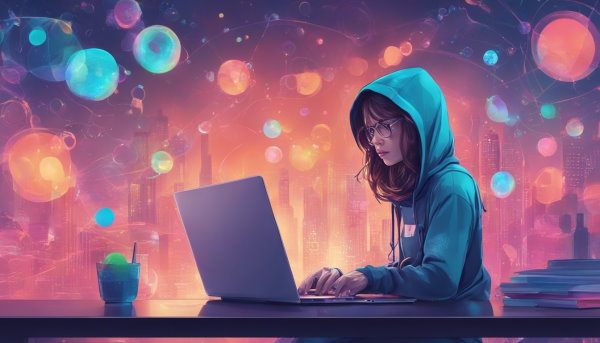 دختری در حال کار با لپ تاپ (تصویر تزئینی مطلب ایده برای برنامه نویسی)