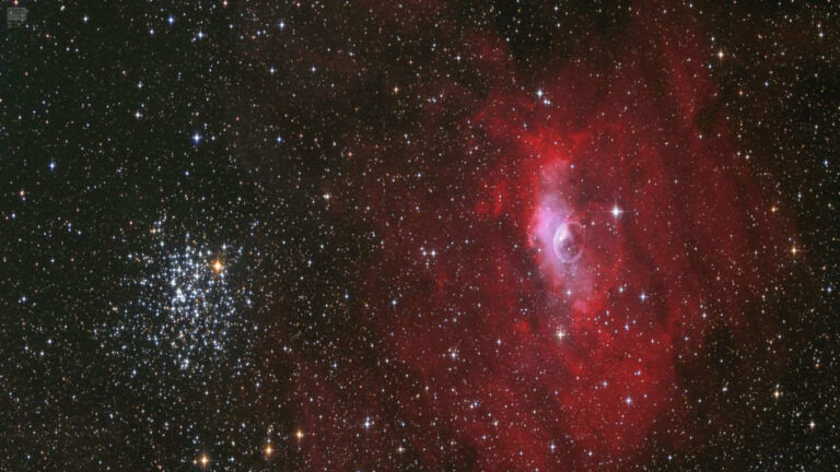 سحابی حباب و خوشه ستاره ای M52 — تصویر نجومی