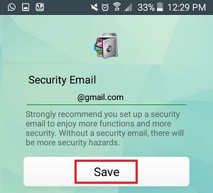 ایمیل برای Applock رمزگذاری واتساپ