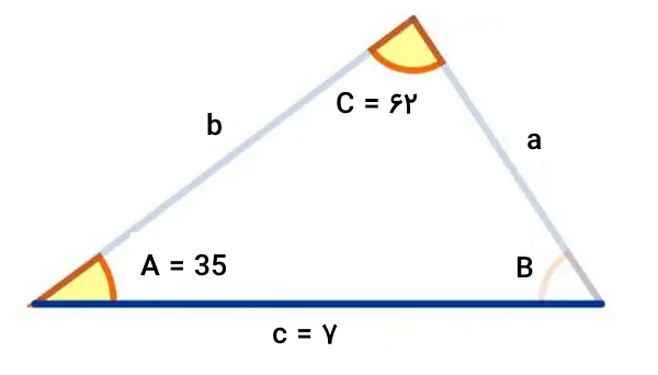 مثلثی با دو زاویه و یک ضلع مشخص