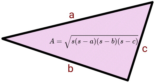 فرمول مساحت مثلث با سه ضلع