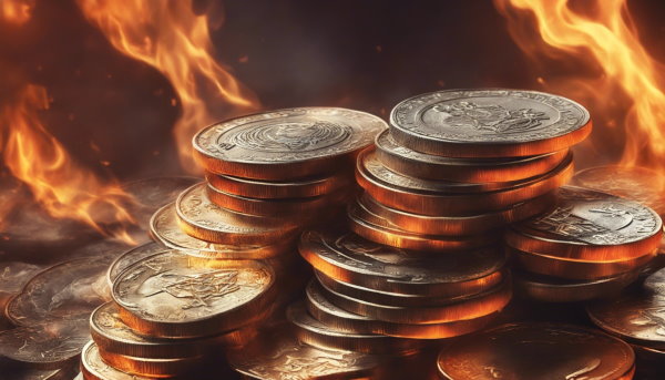 چندین سکه در میان آتش (تصویر تزئینی مطلب توکن چیست)