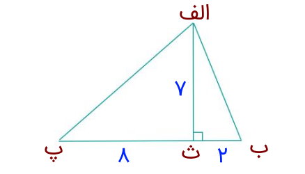 مساحت مثلث با ارتفاع 7 و قاعده 2+8