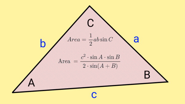فرمول های مساحت مثلث با سینوس