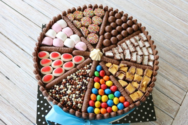 کیک دایره‌ای شکل متشکل از هشت قطاع