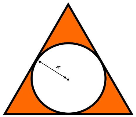 مساحت مثلث متساوی الاضلاع محیط بر دایره