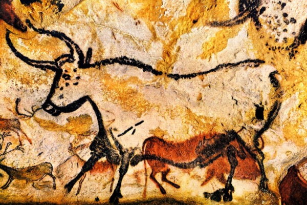 نقاشی گاو بر روی دیوار غار با زغال (یکی از هنرهای هفتگانه جهانی)