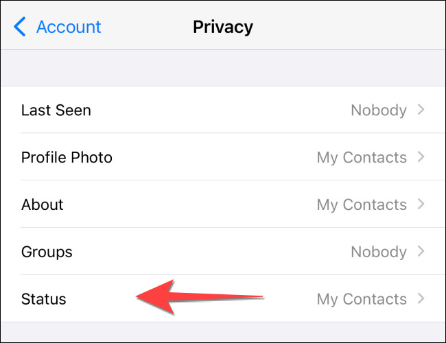 تنظیمات استاتوس برای مخفی کردن آنلاین بودن در واتساپ