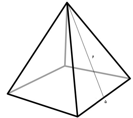 مساحت هرم مربعی با طول مایل 6 و ضلع قاعده 5