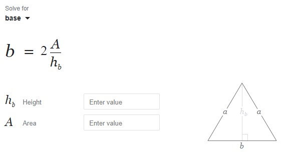 محاسبه قاعده مثلث‌های متساوی الساقین توسط گوگل
