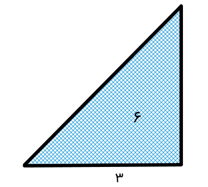 محاسبه قاعده مثلث قائم الزاویه با مساحت 6 و ساق 4
