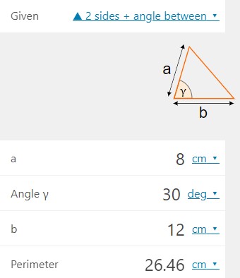 محاسبه محیط مثلث توسط سایت omnicalculator