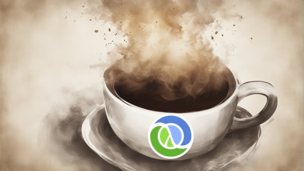 تصویر گرافیکی یک فنجان قهوه با بخار به همراه لوگوی زبان clojure بر روی آن (تصویر تزئینی مطلب انواع زبان برنامه نویسی)