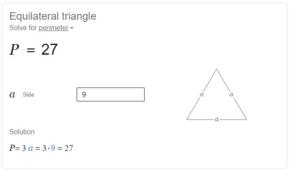 نمونه محاسبه محیط مثلث متساوی الاضلاع با گوگل